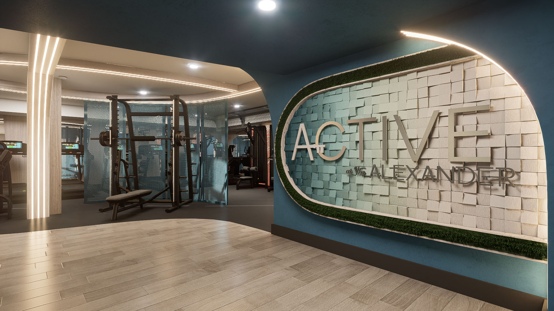 Patroon fitness center — full room view